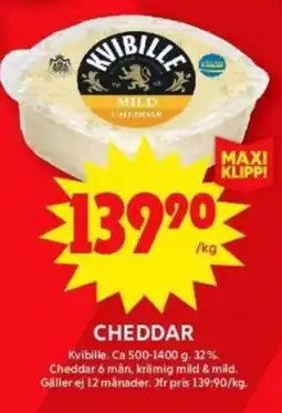ICA Supermarket KVIBILLE Cheddar erbjuda