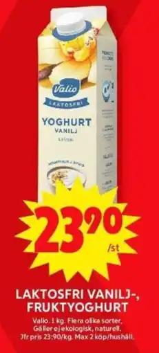 ICA Supermarket VALIO Laktosfri vanilj-, fruktyoghurt erbjuda