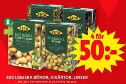 ICA Supermarket ZETA Ekologiska bönor, kikärtor, linser erbjuda