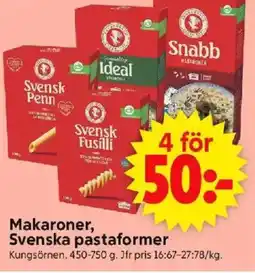 ICA Supermarket KUNGSÖRNEN Makaroner, svenska pastaformer erbjuda