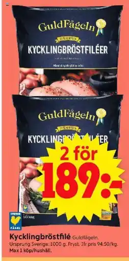 ICA Supermarket Guldfågeln Kycklingbröstfilé erbjuda