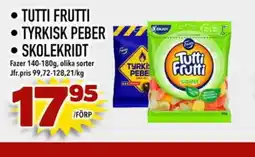 Prisma Mat FAZER Tutti frutti • Tyrkisk peber • Skolekridt erbjuda