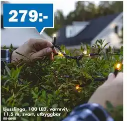 Biltema Ljusslinga, 100 LED, varmvit, 11,5 m, svart, utbyggbar, SEK 279 erbjuda
