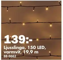 Biltema Ljusslinga, 150 LED, varmvit, 19,9 m, SEK 139 erbjuda