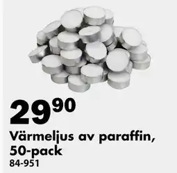 Biltema Värmeljus av paraffin, 50-pack, SEK 29.9 erbjuda