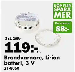 Biltema Brandvarnare, Li-ion batteri, 3 V, SEK 119 erbjuda