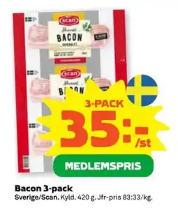 Stora Coop Bacon 3-pack, Medlemspris erbjuda