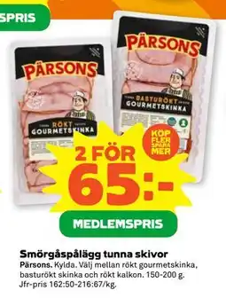 Stora Coop Smörgåspålägg tunna skivor, Medlemspris erbjuda