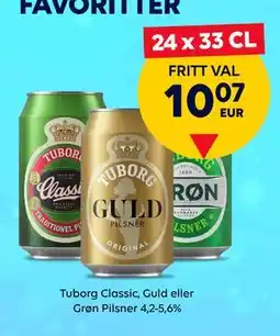 Border Shop Tuborg Classic, Guld eller Grøn Pilsner 4,2-5,6%., EUR 10.07 erbjuda