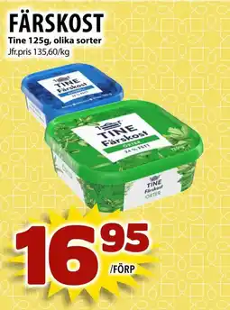 Matvärlden Tensta Färskost Tine olika sorter erbjuda