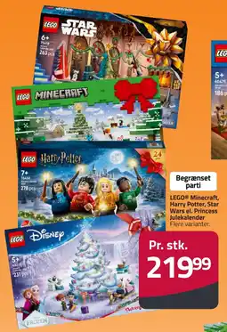 Fleggaard Lego® minecraft, harry potter, star wars el. princess Julekalender Flere varianter. erbjuda