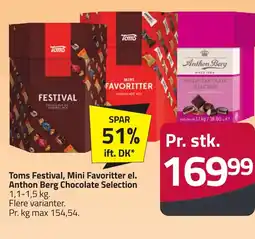 Fleggaard Toms Festival, Mini Favoritter el. Anthon Berg Chocolate Selection erbjuda