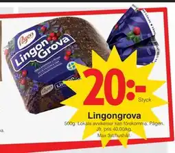 Matöppet Lingongrova, SEK 20 erbjuda