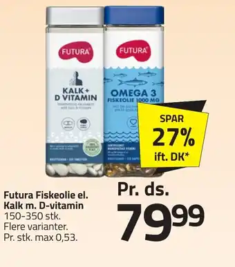Fleggaard Futura Fiskeolie el. Kalk m. D-vitamin erbjuda