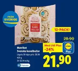 Lidl Matriket Svenska kanelbullar, Pris i appen erbjuda