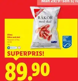 Lidl Ullmo Räkor med skal, SEK 89.9 erbjuda