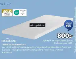 JYSK Dreamzone gursken bäddmadrass erbjuda