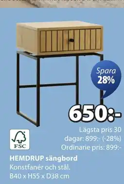 JYSK Hemdrup sängbord erbjuda