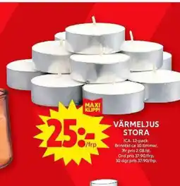ICA Maxi Värmeljus stora erbjuda