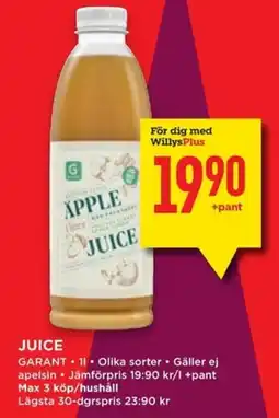 Willys Juice erbjuda