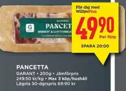 Willys Pancetta garant erbjuda