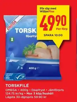 Willys Torskfilé erbjuda