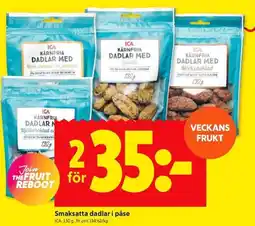 ICA Kvantum Smaksatta dadlar i påse erbjuda