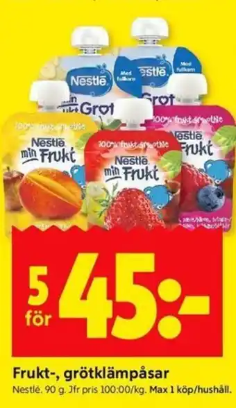 ICA Kvantum Frukt-, grötklämpåsar erbjuda