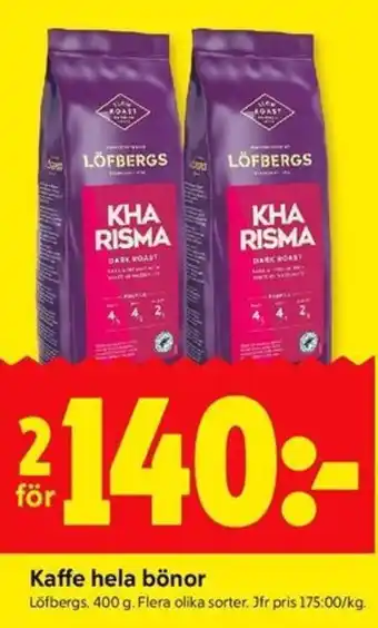ICA Kvantum Kaffe hela bönor erbjuda