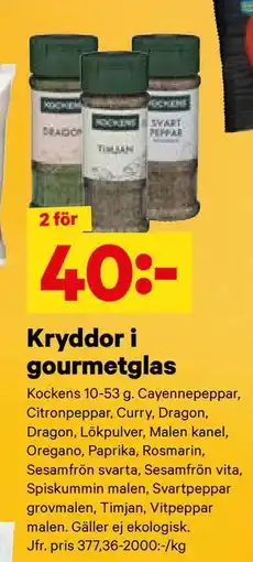 City Gross Kryddor i gourmetglas, SEK 40 erbjuda