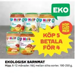 Coop Ekologisk barnmat erbjuda