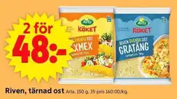 ICA Supermarket Riven, tärnad ost Arla. erbjuda
