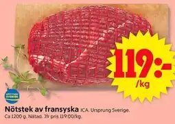 ICA Supermarket Nötstek av fransyska erbjuda