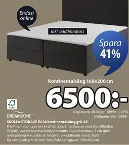 JYSK FSC DREAMZONE SKOLLA STORAGE PC40 kontinentalsäng grå-40 erbjuda