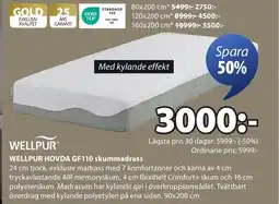 JYSK Wellpur hovda gf110 skummadrass erbjuda