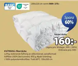 JYSK Kvitekoll fibertäcke erbjuda