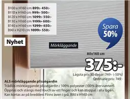 JYSK ALS mörkläggande plisségardin erbjuda