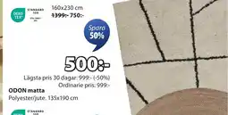 JYSK ODON matta erbjuda