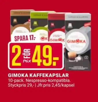 ÖoB Gimoka kaffekapslar erbjuda