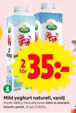 ICA Supermarket Mild yoghurt naturell, vanilj erbjuda