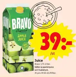 ICA Supermarket Bravo Äpple Juice erbjuda