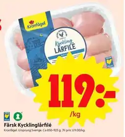 ICA Supermarket FÄRSK KYCKLINGLÅRFILÉ erbjuda