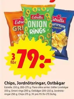ICA Supermarket Chips, Jordnötsringar, ostbågar erbjuda