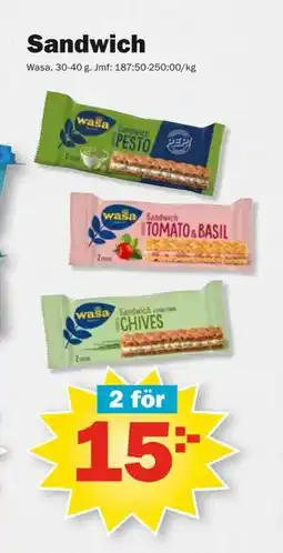 Pekås Sandwich, SEK 15 erbjuda