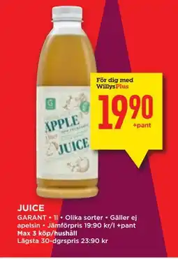 Willys JUICE, Medlemspris erbjuda