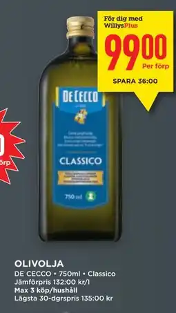 Willys OLIVOLJA, Medlemspris erbjuda