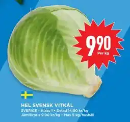 Willys HEL SVENSK VITKÅL, SEK 9.9 erbjuda
