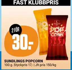 ÖoB SUNDLINGS POPCORN, Medlemspris erbjuda