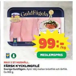 Coop Daglivs FÄRSK KYCKLINGFILÉ, Medlemspris erbjuda