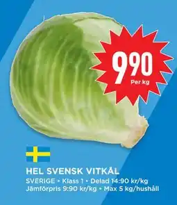 Willys Hemma HEL SVENSK VITKÅL, SEK 9.9 erbjuda